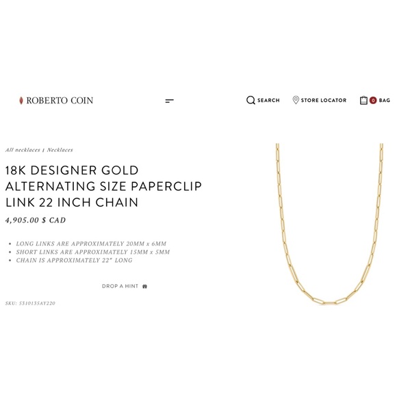 Roberto Coin 18K gold 22” chain necklace - Picture 4 of 5